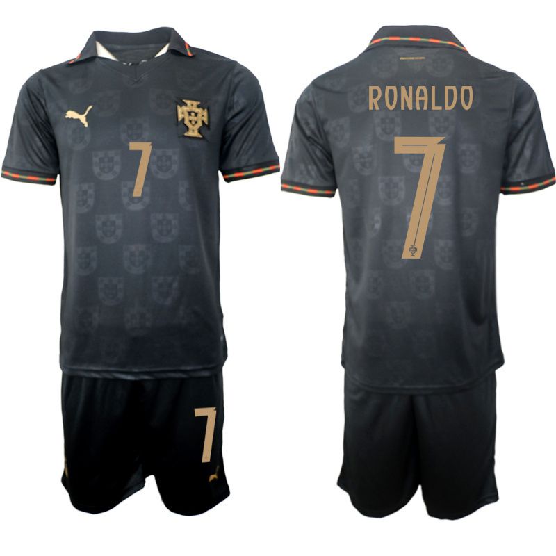 Men 2026 World Cup National Team Portugal away Black #7 Soccer Jersey 01-0